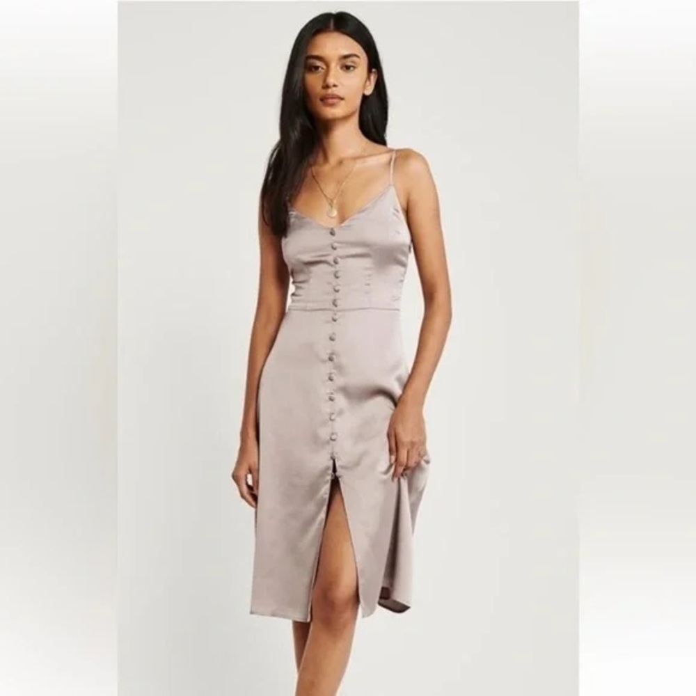 Abercrombie & Fitch Button Front Midi Slip Dress - XXS T